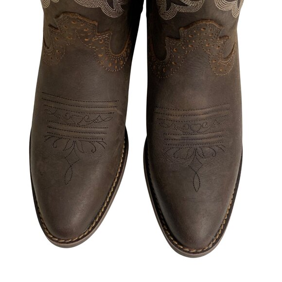 Justin Rosella Chocolate Water Buffalo Womens Round Toe Boots Embroidered 11B - Picture 7 of 10